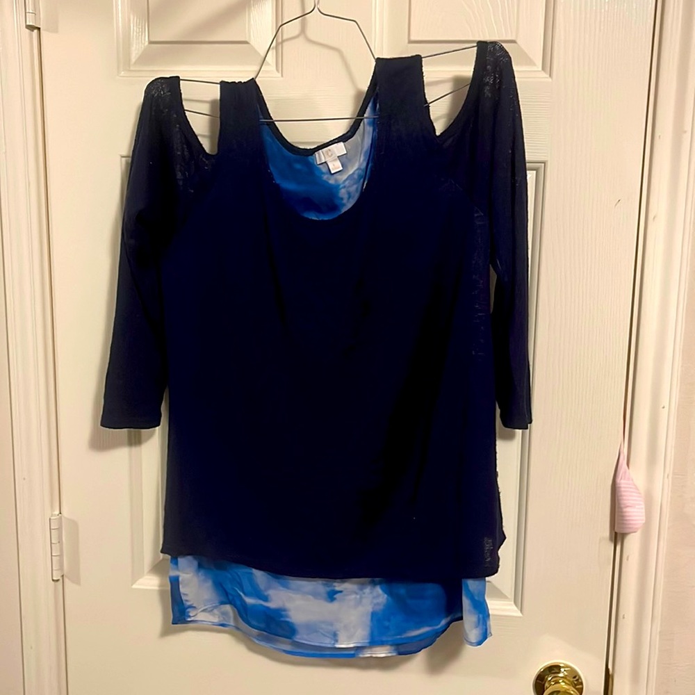 3/4 links sleeve shoulder cut out sweater blouse